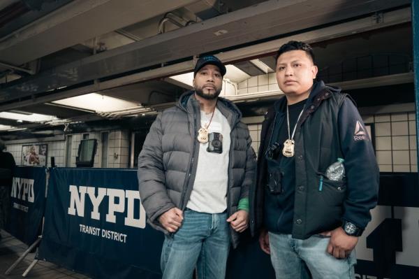 A photo of two NYPD transit supervisors, Fernando Cordero and Angel Vasquez.