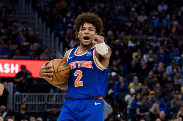 Miles McBride had a big game for the Knicks against the Warriors on Mo<em></em>nday night.